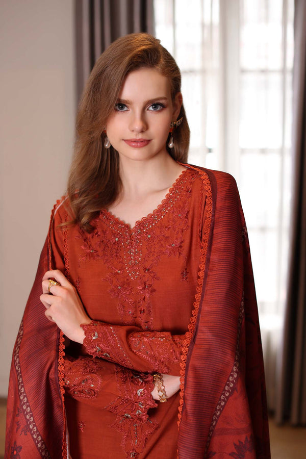 Noor by Saadia Asad | Winter Embroidered Printkhaas 25 | D5 - A - Official Noor by Saadia Asad stockist in UK - Sakeena London