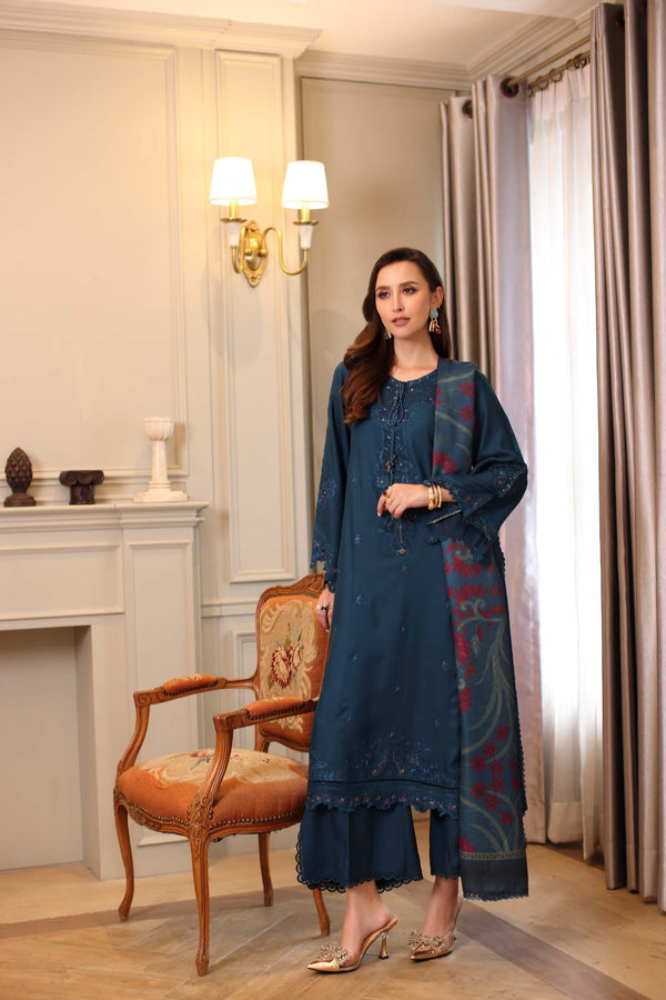 Noor by Saadia Asad | Winter Embroidered Printkhaas 25 | D5 - B - Official Noor by Saadia Asad stockist in UK - Sakeena London