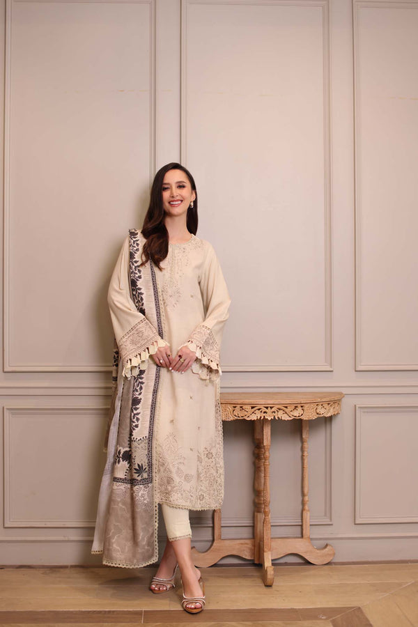 Noor by Saadia Asad | Winter Embroidered Printkhaas 25 | D7 - A - Official Noor by Saadia Asad stockist in UK - Sakeena London