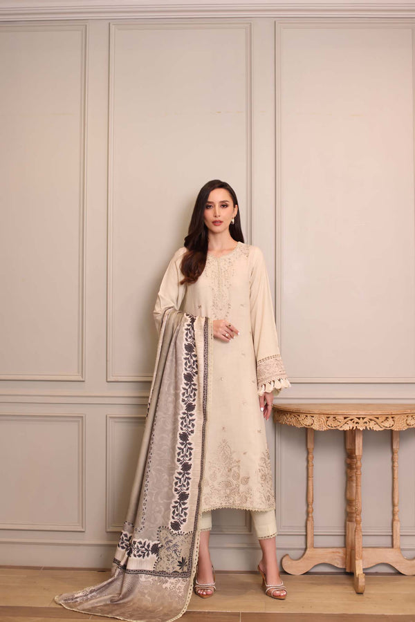 Noor by Saadia Asad | Winter Embroidered Printkhaas 25 | D7 - A - Official Noor by Saadia Asad stockist in UK - Sakeena London