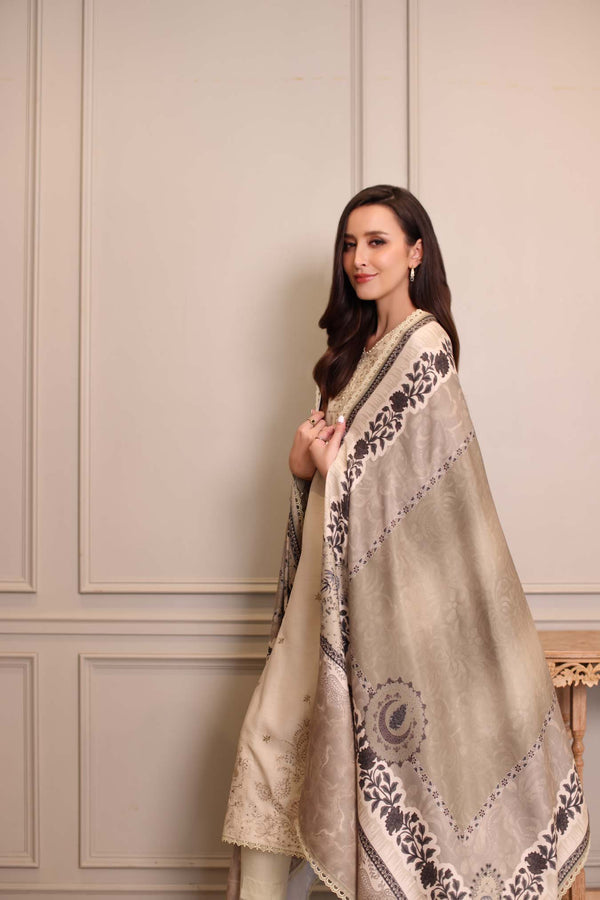 Noor by Saadia Asad | Winter Embroidered Printkhaas 25 | D7 - A - Official Noor by Saadia Asad stockist in UK - Sakeena London
