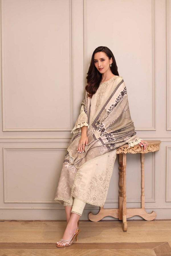 Noor by Saadia Asad | Winter Embroidered Printkhaas 25 | D7 - A - Official Noor by Saadia Asad stockist in UK - Sakeena London