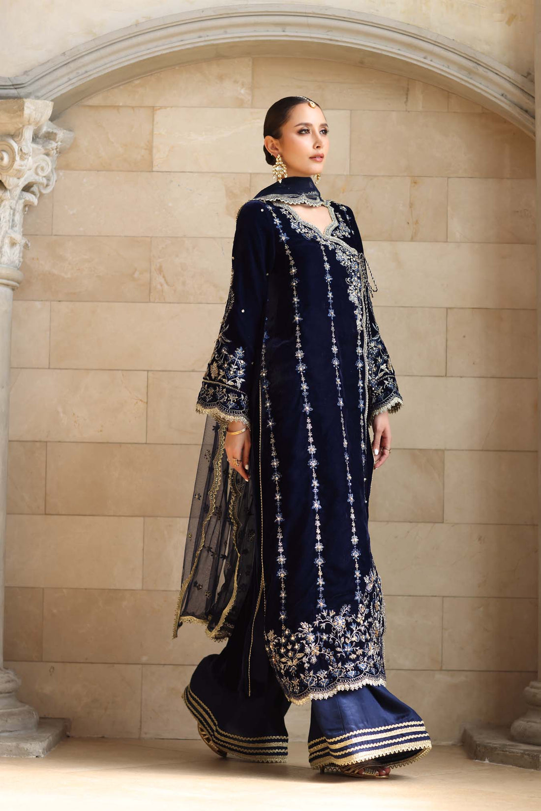 Noor by Saadia Asad | Handcrafted Velvet 25 | Falak - Official Noor by Saadia Asad stockist in UK - Sakeena London