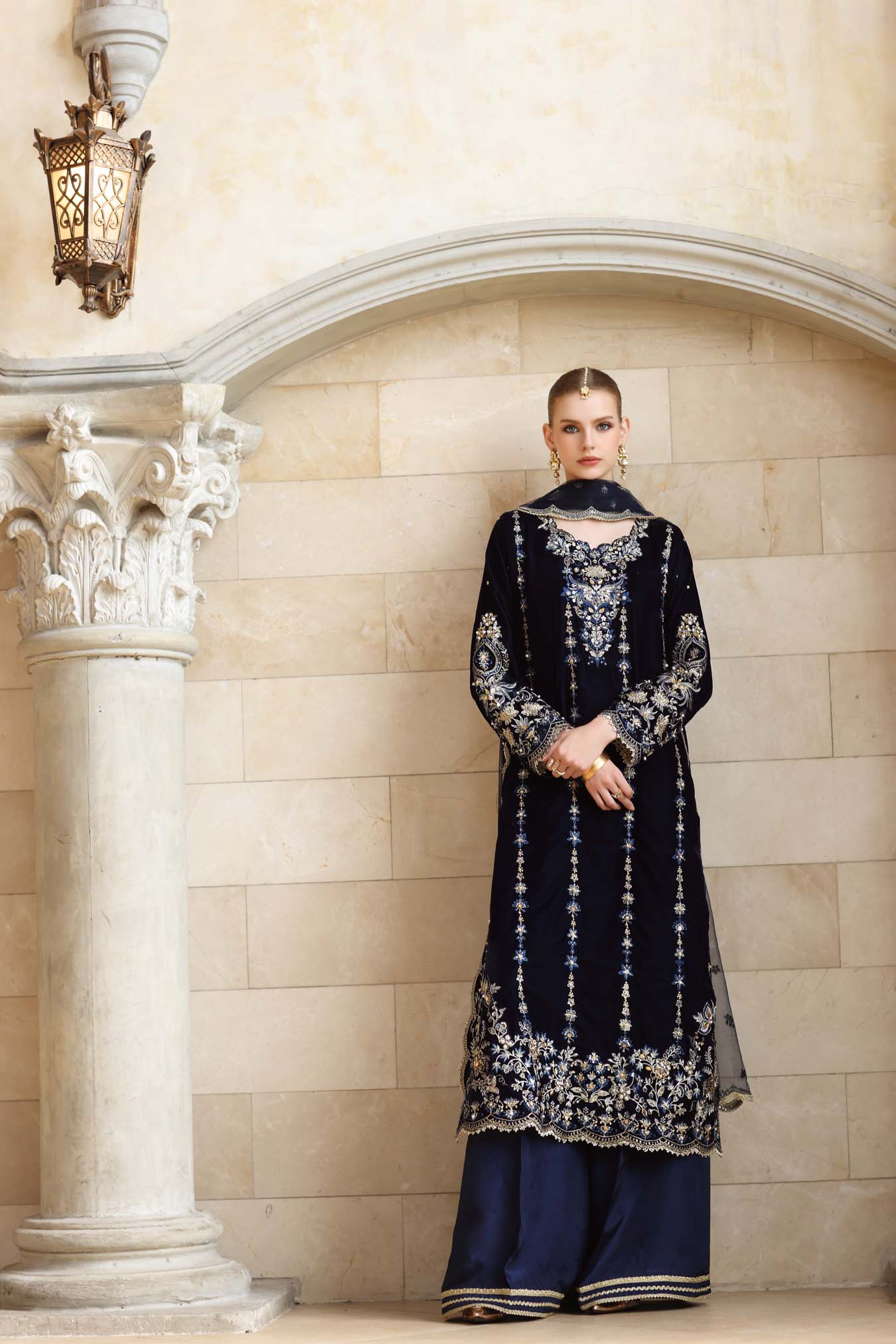 Noor by Saadia Asad | Handcrafted Velvet 25 | Falak - Official Noor by Saadia Asad stockist in UK - Sakeena London