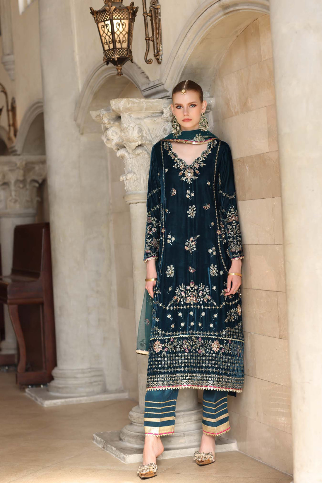 Noor by Saadia Asad | Handcrafted Velvet 25 | Andaleeb - Official Noor by Saadia Asad stockist in UK - Sakeena London