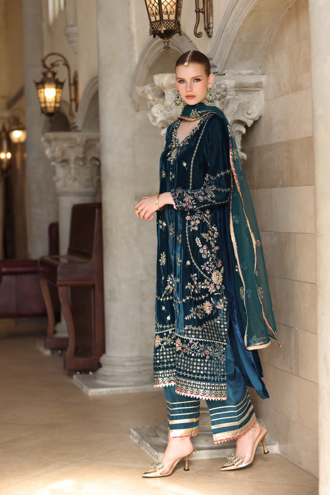 Noor by Saadia Asad | Handcrafted Velvet 25 | Andaleeb - Official Noor by Saadia Asad stockist in UK - Sakeena London