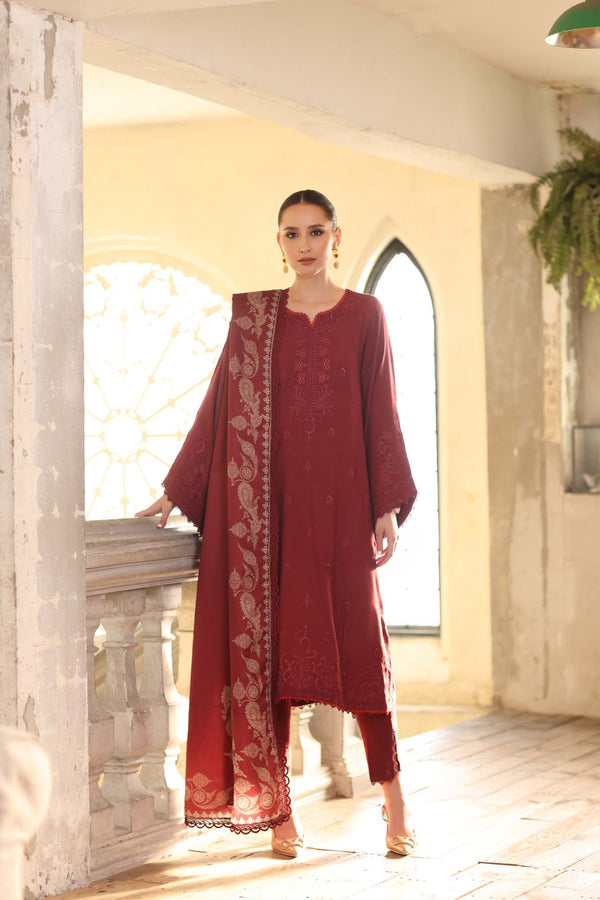 Noor by Saadia Asad | Winter Embroidered Printkhaas 25 | D9- B - Official Noor by Saadia Asad stockist in UK - Sakeena London