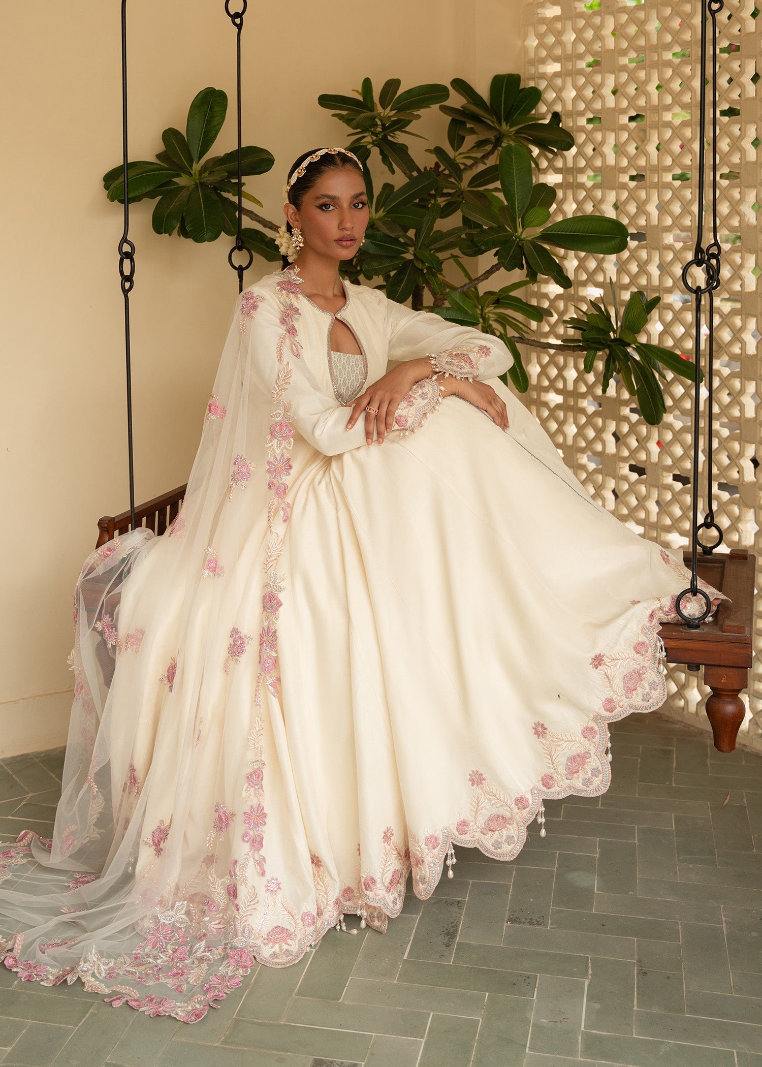 Sadaf Fawad Khan | Mehrma Wedding Formals | Peachy Cream - Official Sadaf Fawad Khan stockist in UK - Sakeena London