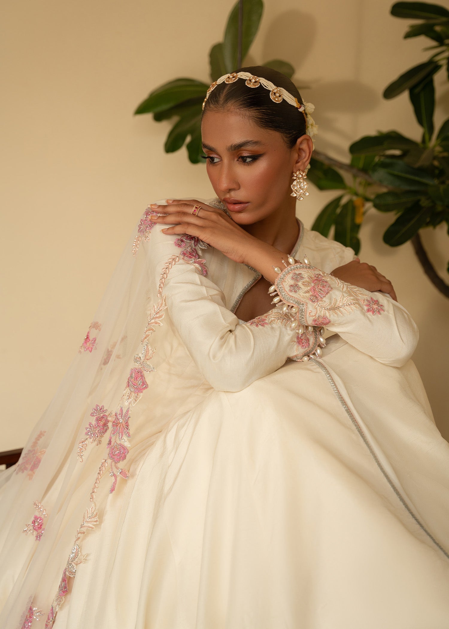 Sadaf Fawad Khan | Mehrma Wedding Formals | Peachy Cream - Official Sadaf Fawad Khan stockist in UK - Sakeena London