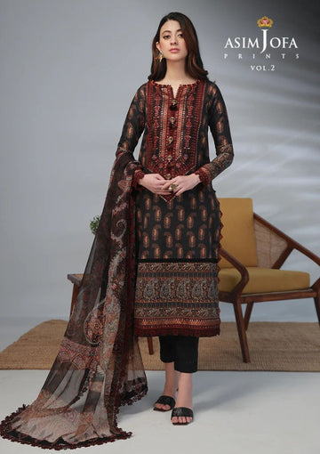Lawn Collection - Asim Jofa - Basic - Print - 3 Pcs - AJBP#40
