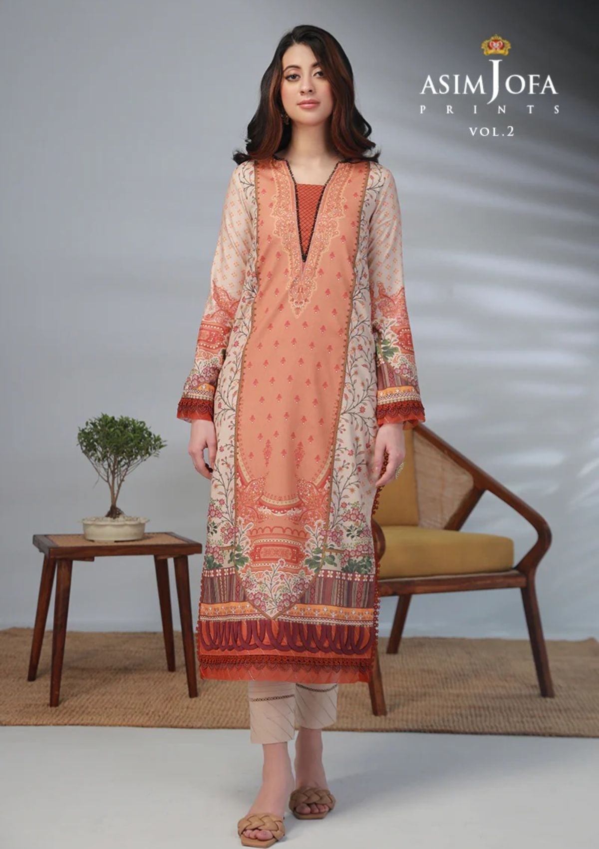 Lawn Collection - Asim Jofa - Basic - Print - 2 Pcs - AJBP#53
