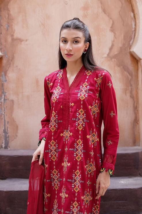 Kross Kulture | Luxury Baharaneh | Crimson KLX-00733 - Official Kross Kulture stockist in UK - Sakeena London