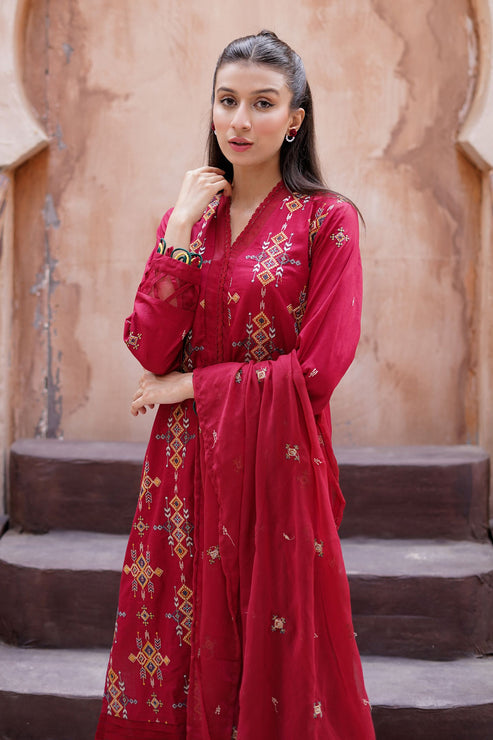Kross Kulture | Luxury Baharaneh | Crimson KLX-00733 - Official Kross Kulture stockist in UK - Sakeena London