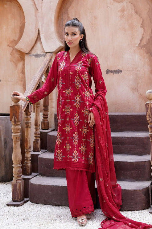 Kross Kulture | Luxury Baharaneh | Crimson KLX-00733 - Official Kross Kulture stockist in UK - Sakeena London