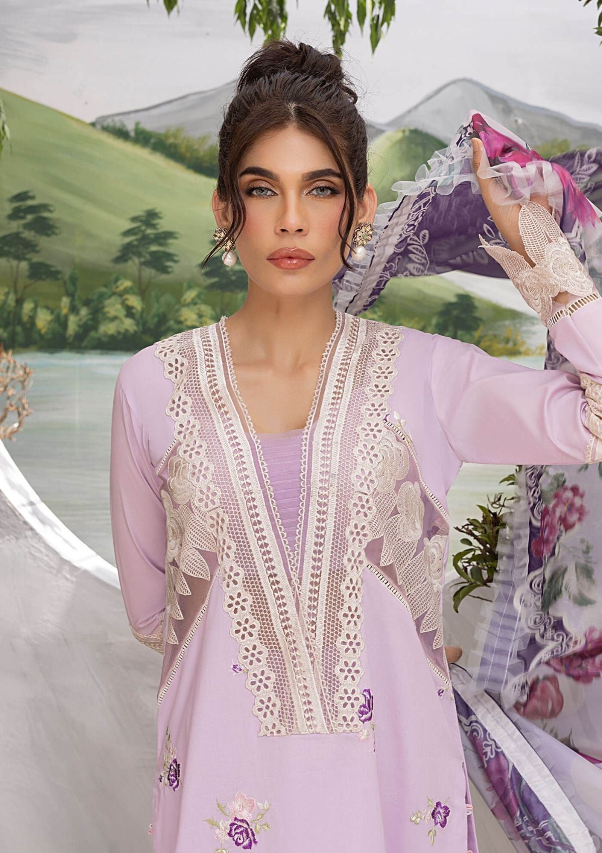 Lawn Collection - Asifa & Nabeel - Aleyna - V02 - LAVANDE (ALV-01)