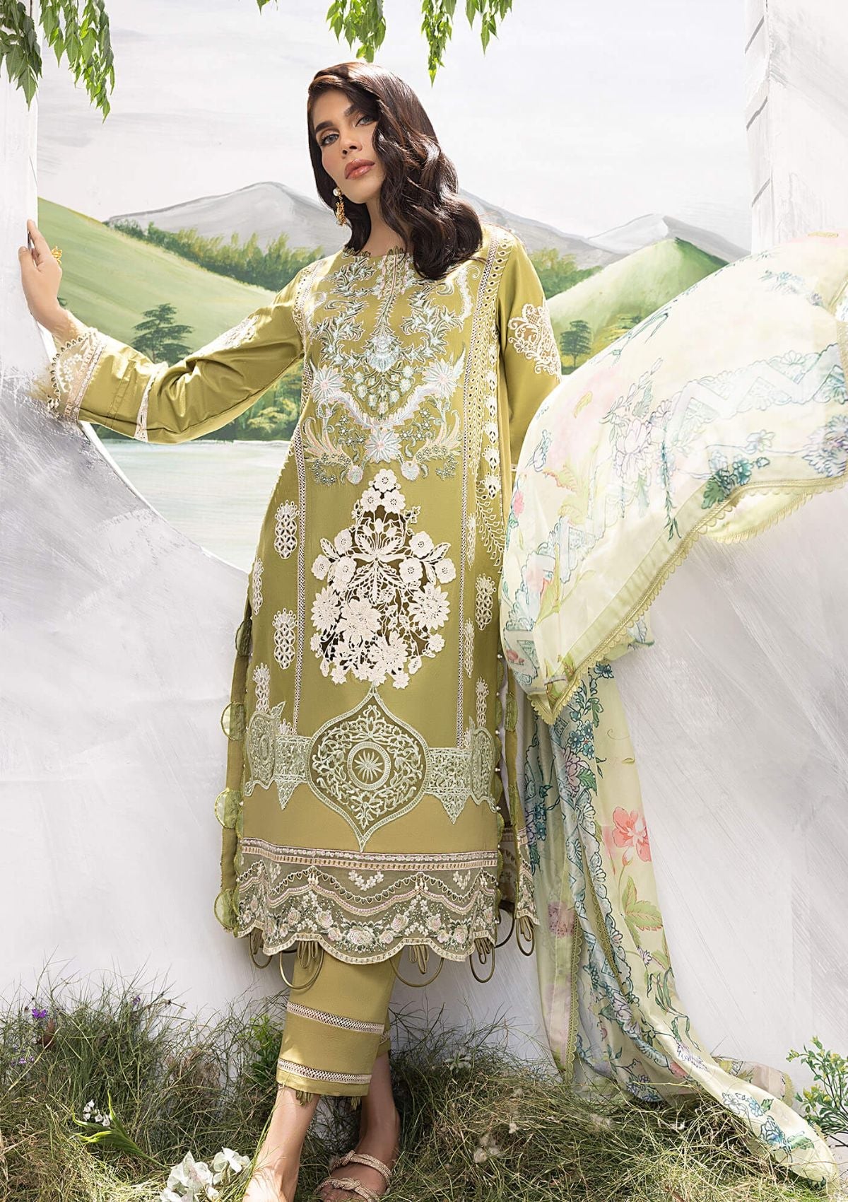 Lawn Collection - Asifa & Nabeel - Aleyna - V02 - AVOCADO (ALV-15)