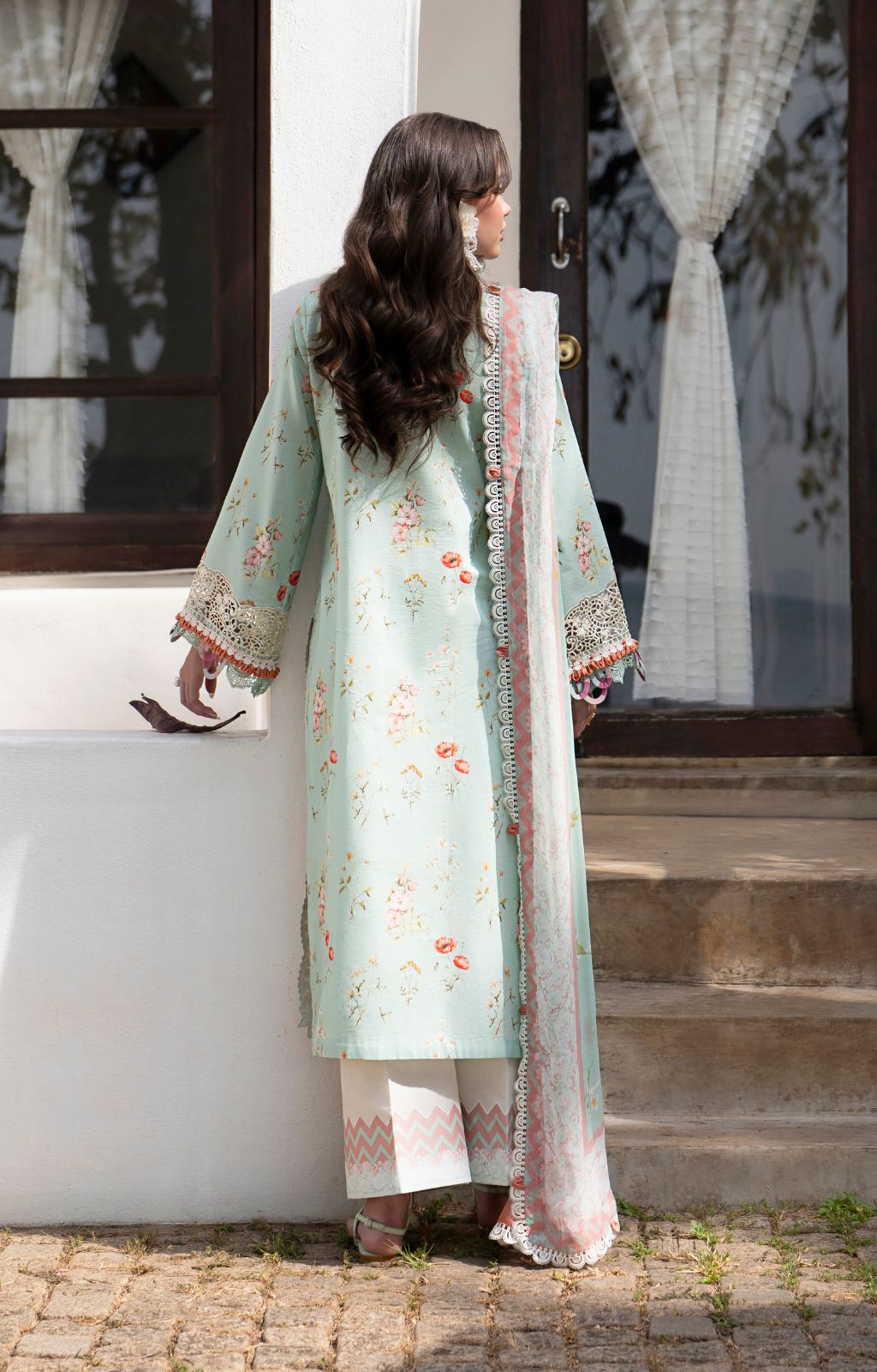 AJR Couture | Printakari Lawn 25 | Aqua - Official AJR Couture stockist in UK - Sakeena London