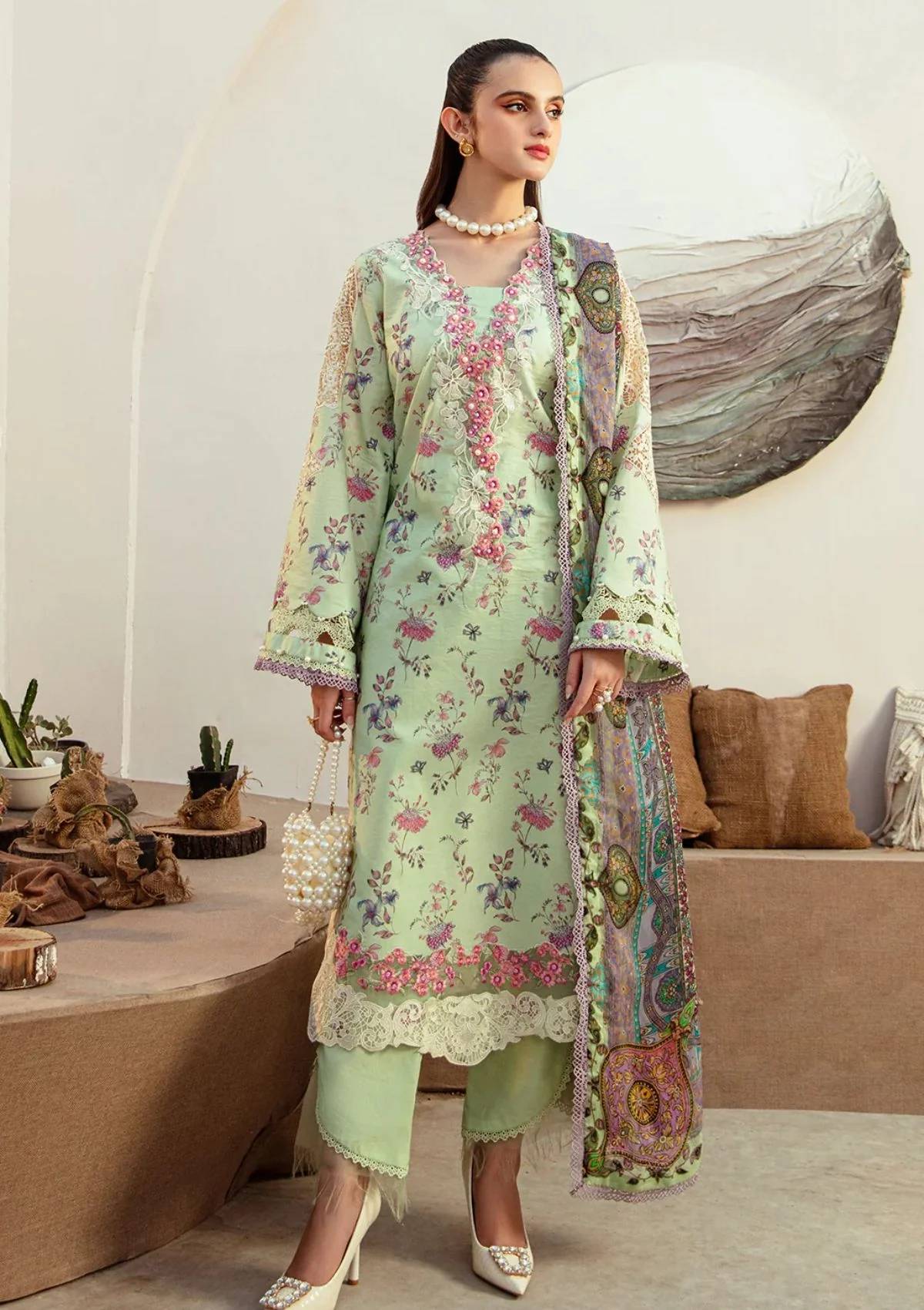 Lawn Collection - Alif - Affordable - AFL#8 - MINT MAGIC