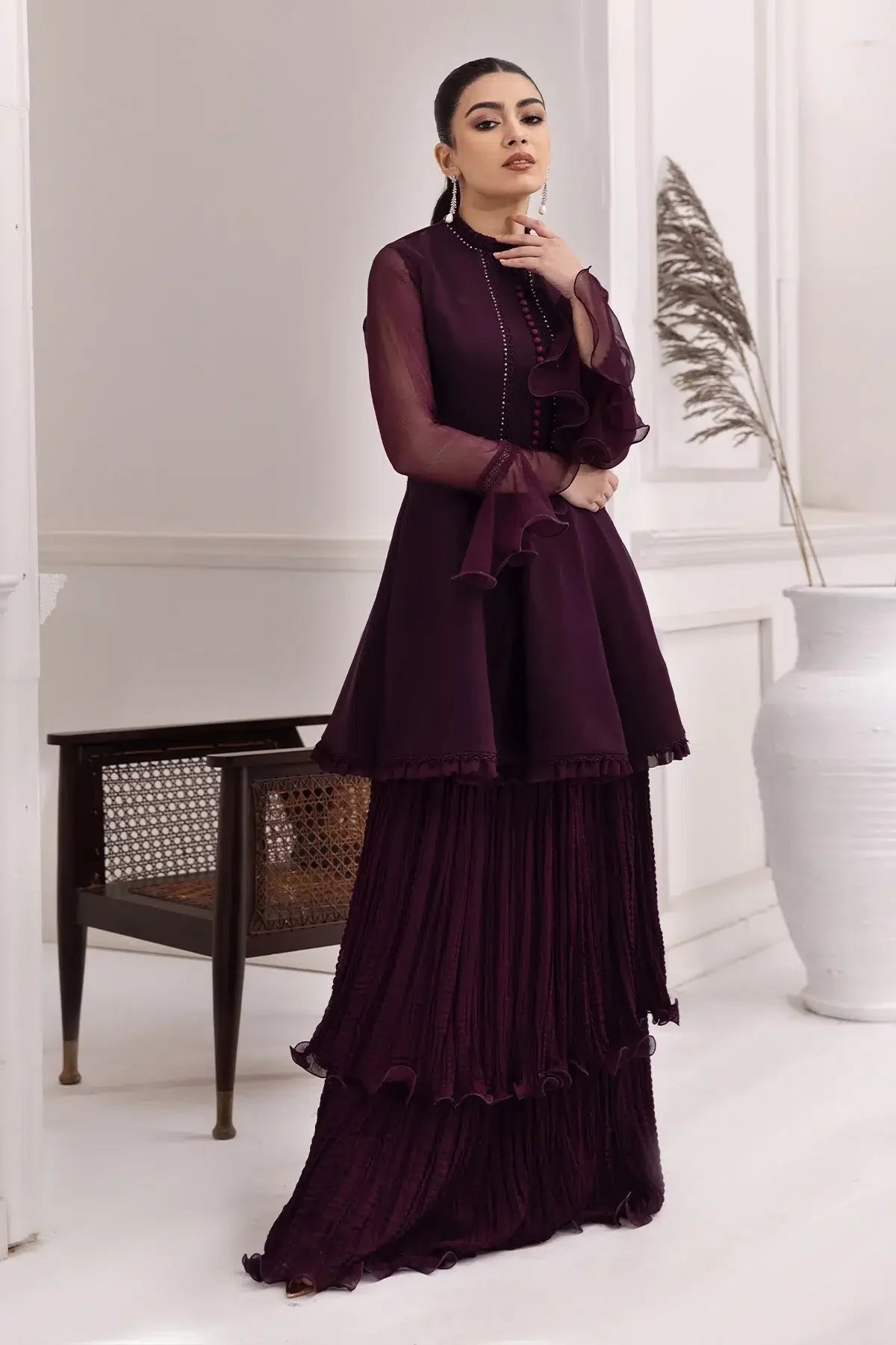 Alizeh | Formals Collection | Purple Frock 2 piece - RTW1001 - Official Alizeh stockist in UK - Sakeena London