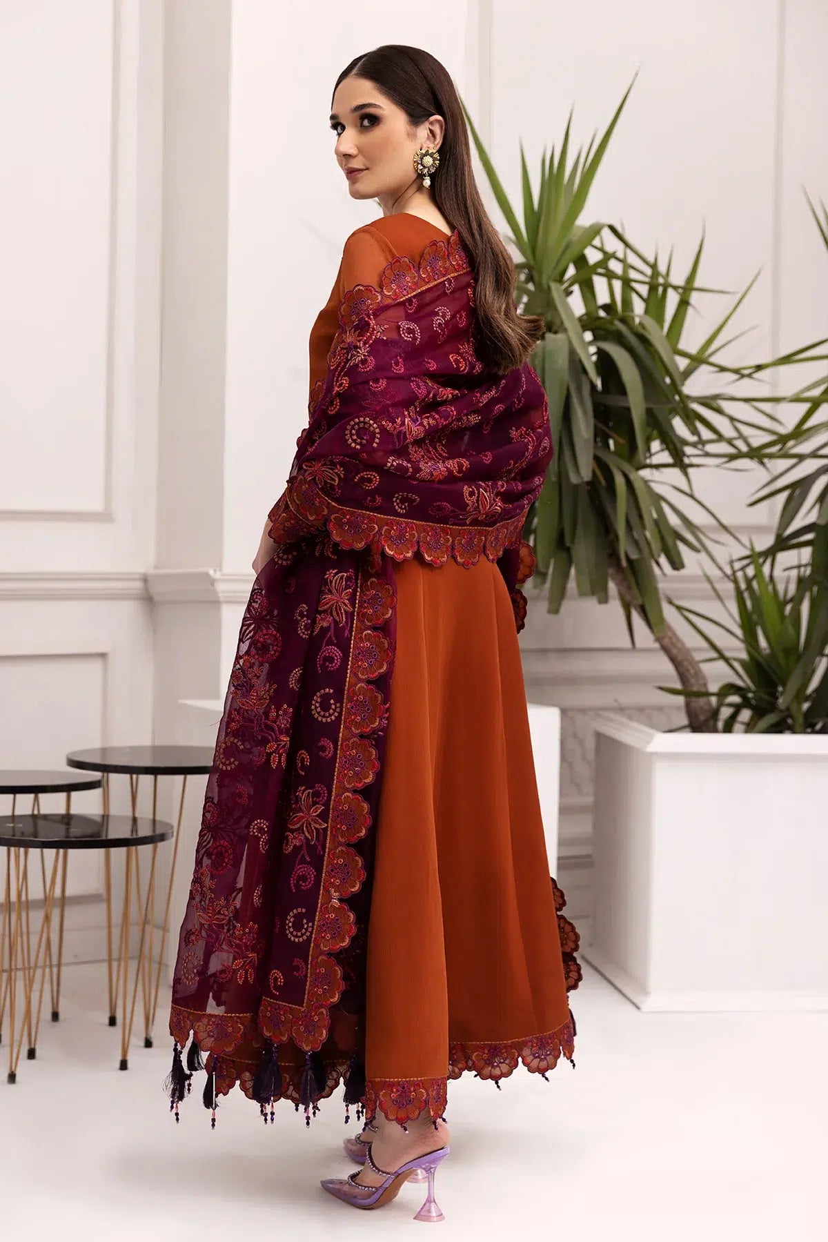 Alizeh | Formals Collection | Rust Dress 3 piece - RTW1011 - Official Alizeh stockist in UK - Sakeena London