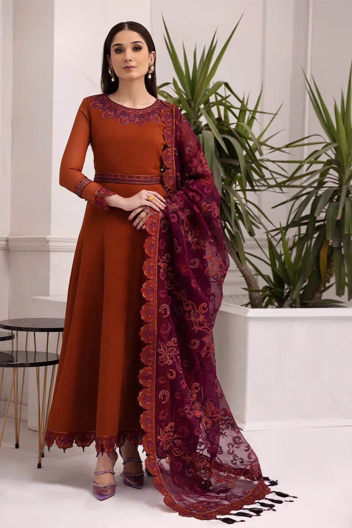 Alizeh | Formals Collection | Rust Dress 3 piece - RTW1011 - Official Alizeh stockist in UK - Sakeena London