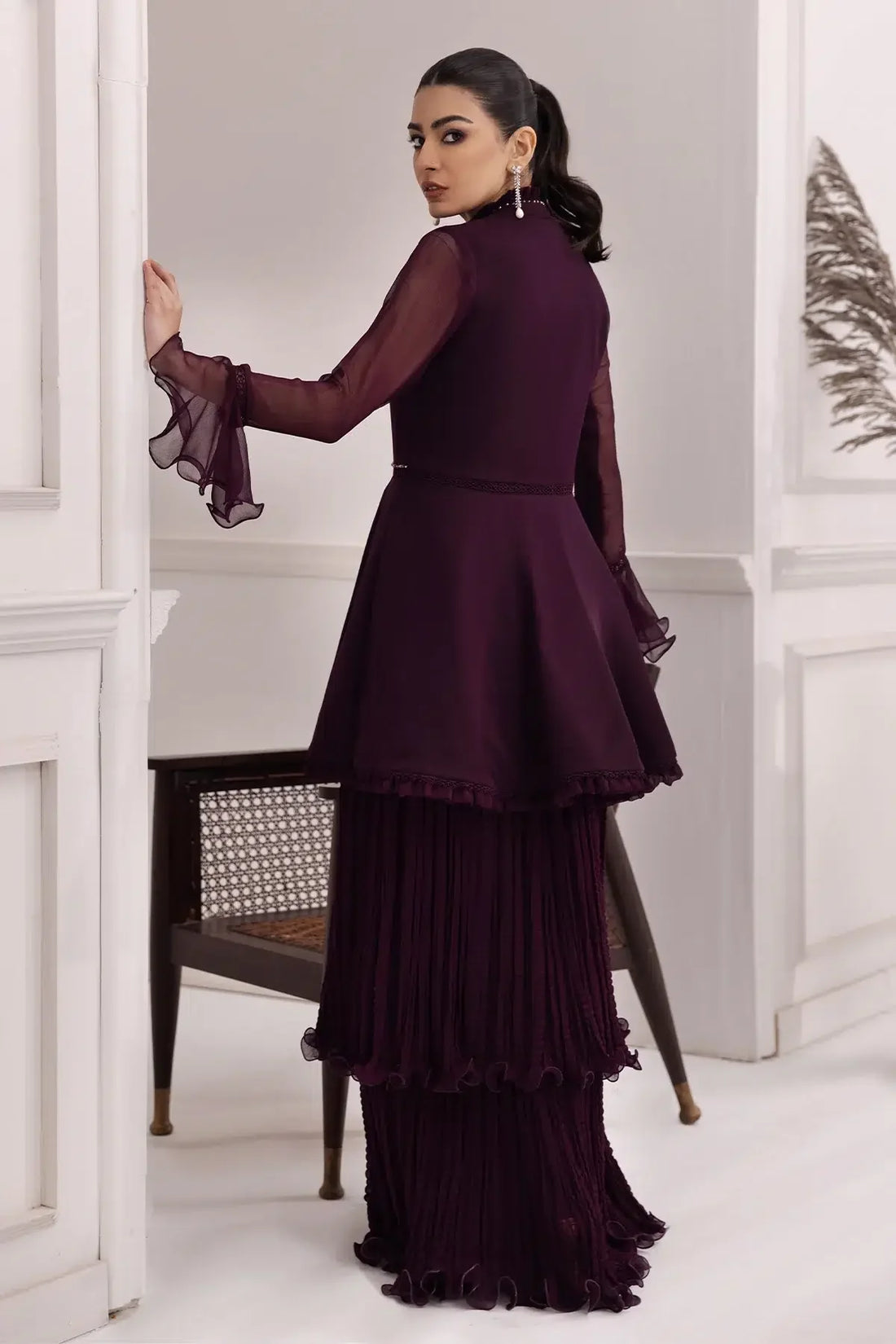 Alizeh | Formals Collection | Purple Frock 2 piece - RTW1001 - Official Alizeh stockist in UK - Sakeena London