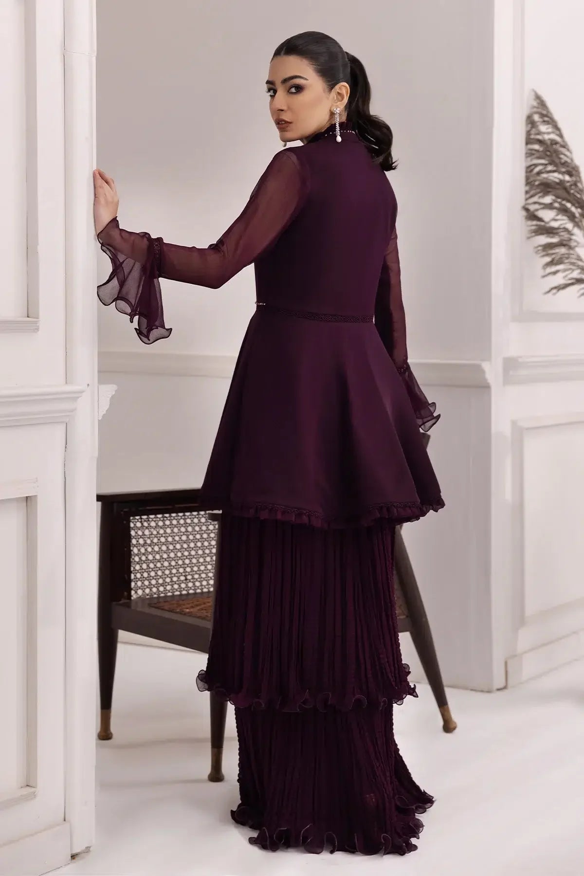 Alizeh | Formals Collection | Purple Frock 2 piece - RTW1001 - Official Alizeh stockist in UK - Sakeena London