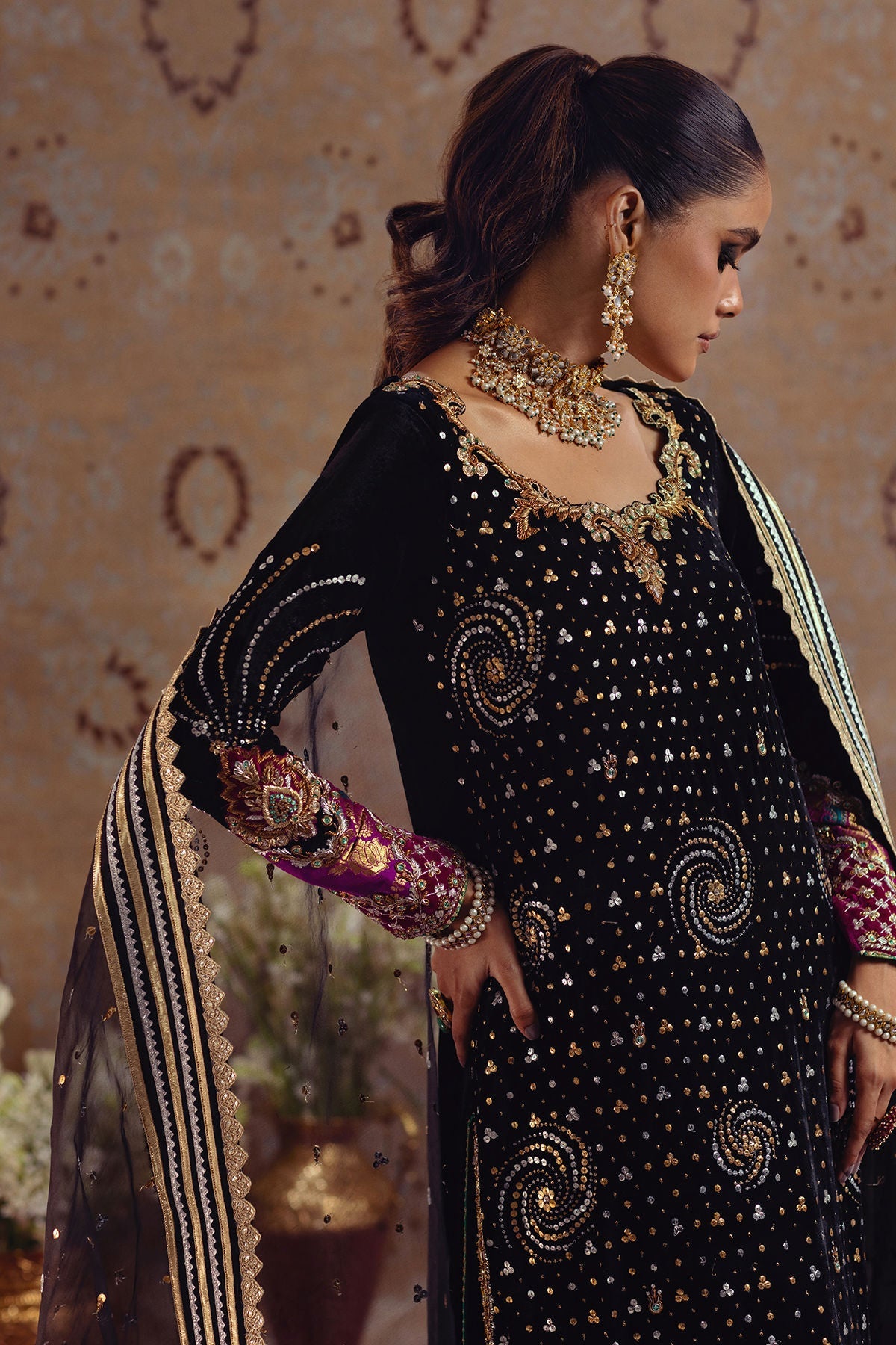 Annus Abrar | Mirha Winter Velour | Marin - Official Annus Abrar stockist in UK - Sakeena London