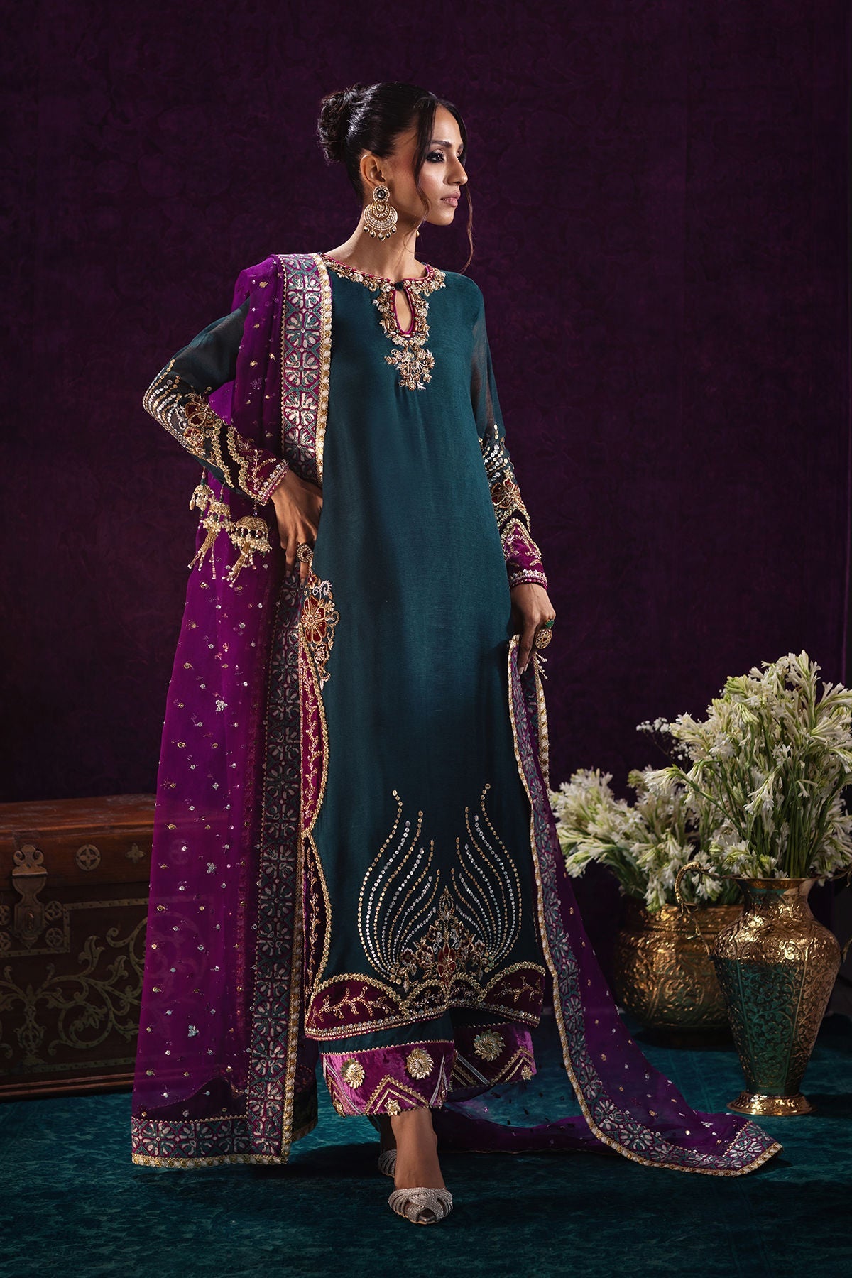 Annus Abrar | Mirha Winter Velour | Lila - Official Annus Abrar stockist in UK - Sakeena London