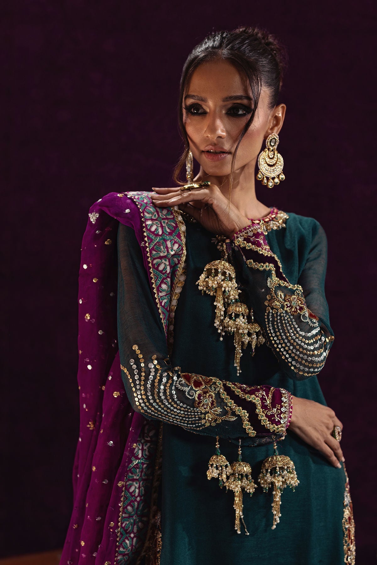Annus Abrar | Mirha Winter Velour | Lila - Official Annus Abrar stockist in UK - Sakeena London