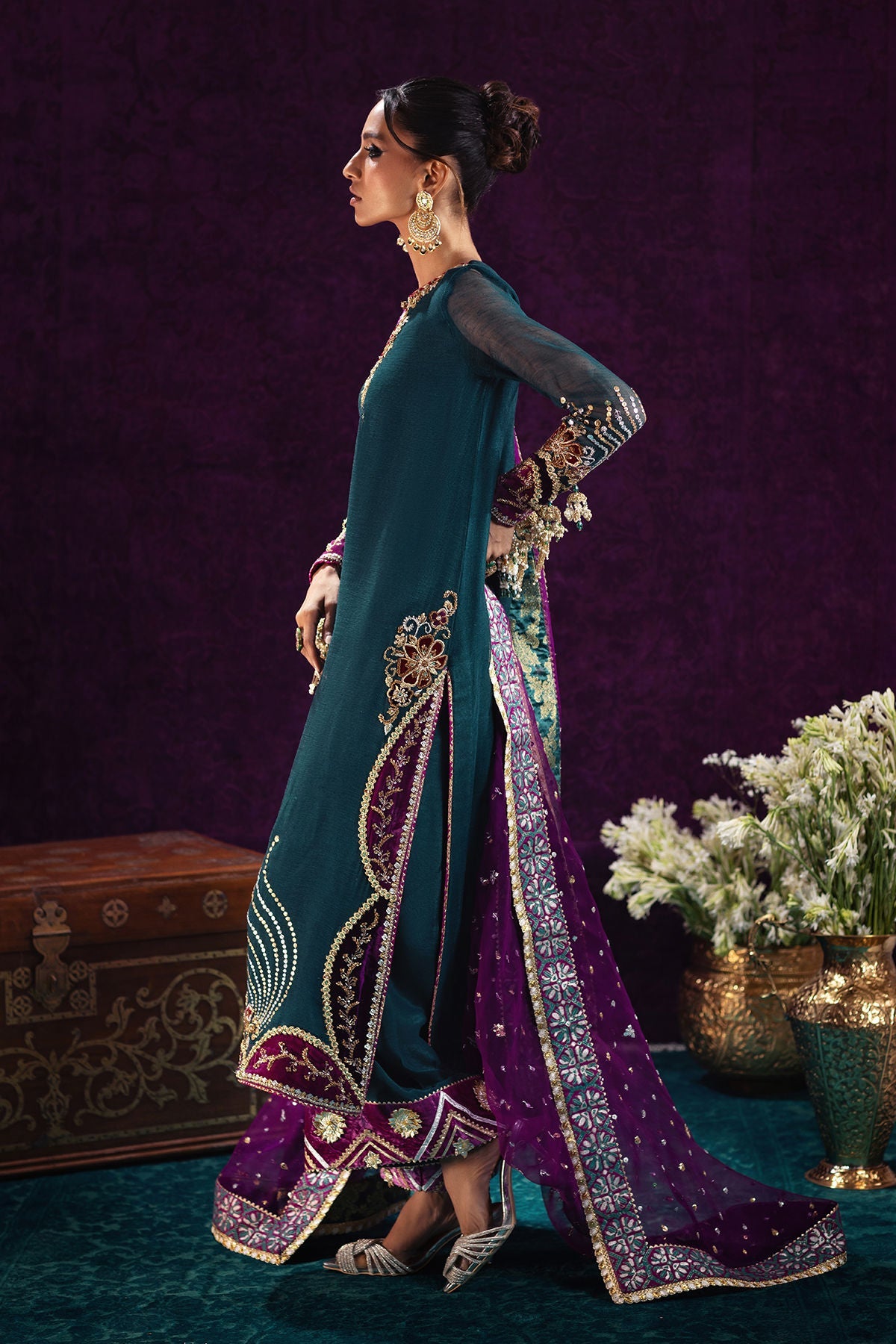 Annus Abrar | Mirha Winter Velour | Lila - Official Annus Abrar stockist in UK - Sakeena London