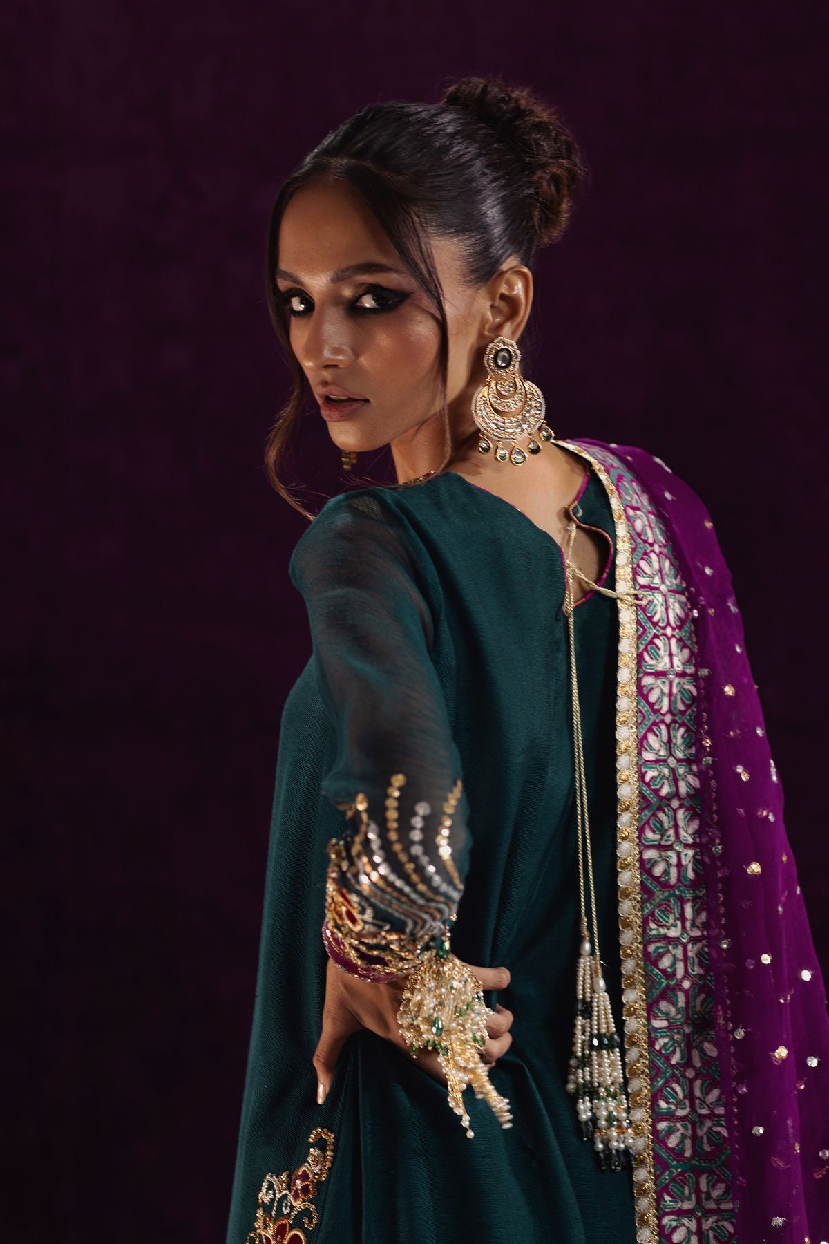 Annus Abrar | Mirha Winter Velour | Lila - Official Annus Abrar stockist in UK - Sakeena London