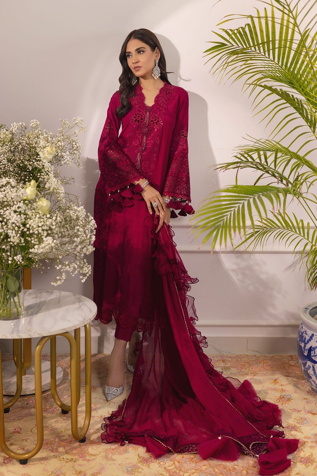Annus Abrar | Sera Luxury | Ashni - Cranberry - Official Annus Abrar stockist in UK - Sakeena London