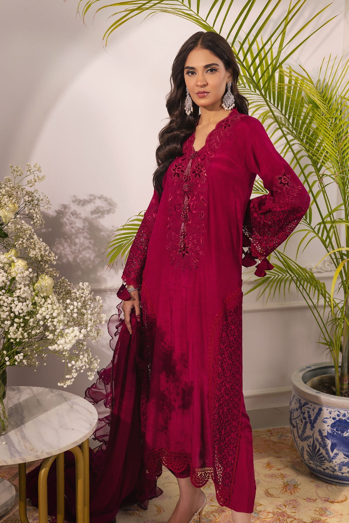 Annus Abrar | Sera Luxury | Ashni - Cranberry - Official Annus Abrar stockist in UK - Sakeena London