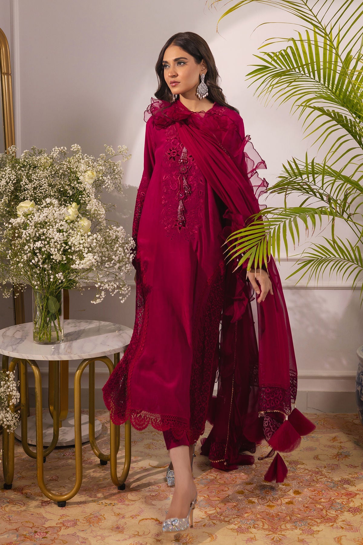 Annus Abrar | Sera Luxury | Ashni - Cranberry - Official Annus Abrar stockist in UK - Sakeena London