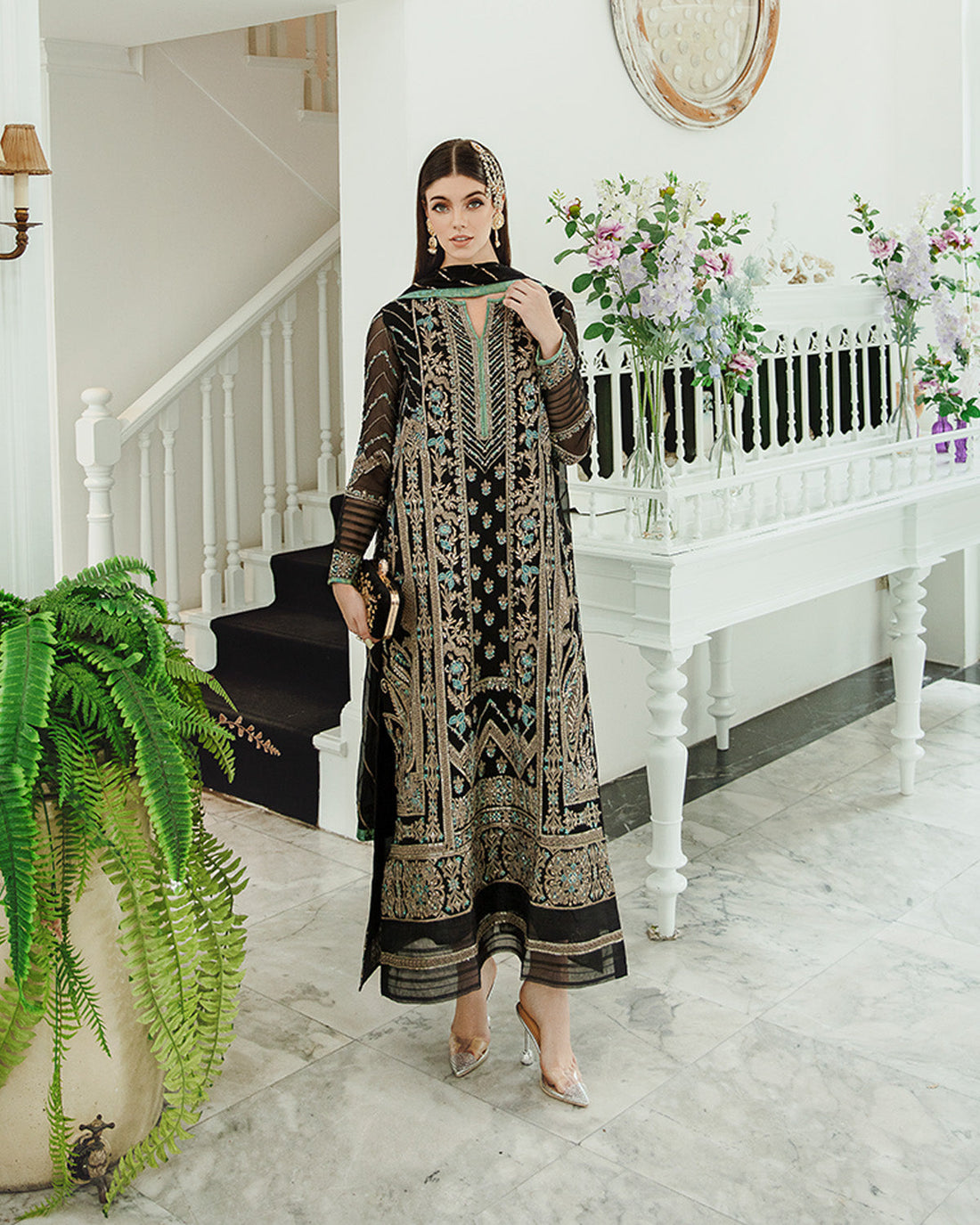 Maryum n Maria | Freesia Ariya Formals | SW23-507 - Black - Iman - Official Maryam N Maria stockist in UK - Sakeena London
