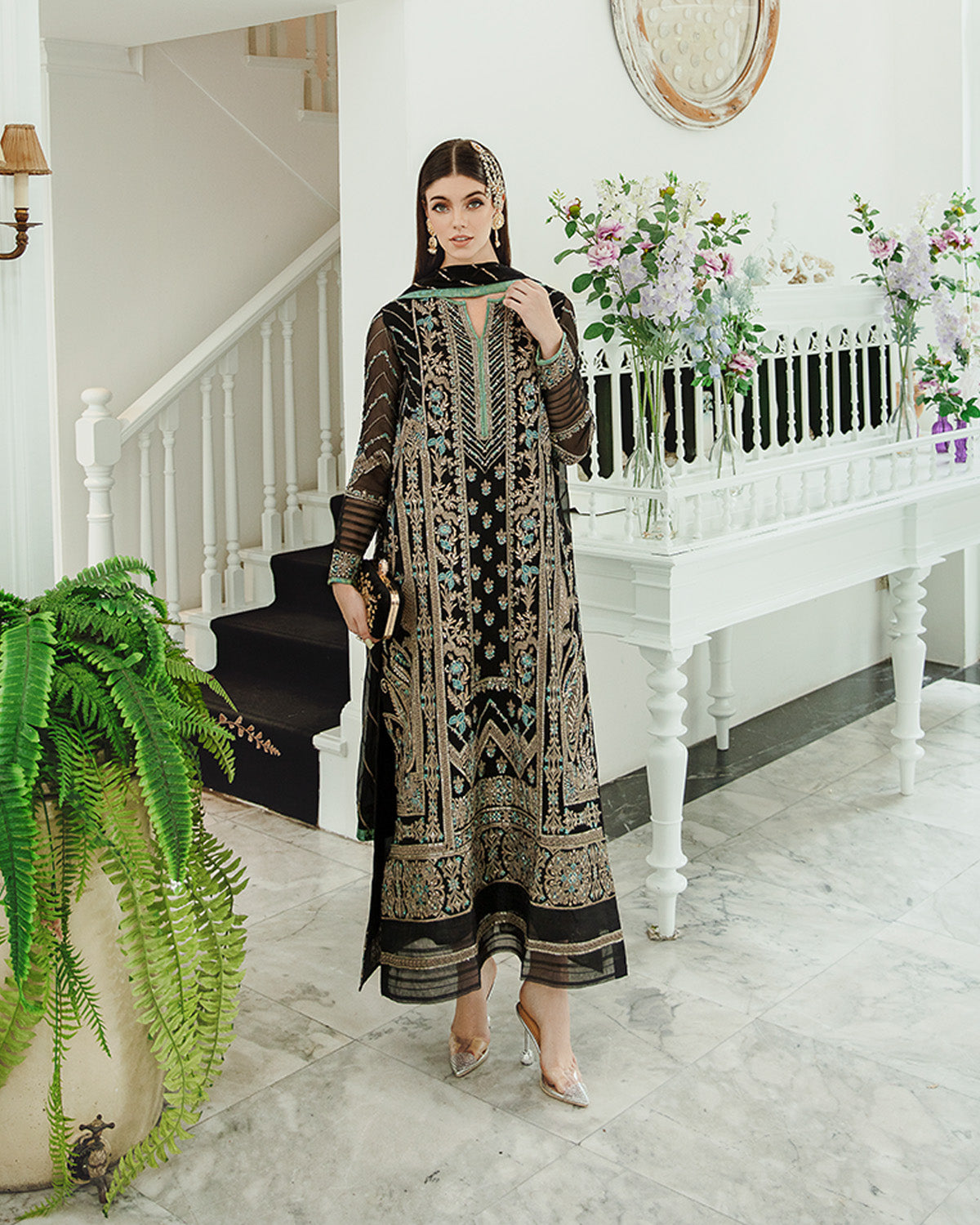 Maryum n Maria | Freesia Ariya Formals | SW23-507 - Black - Iman - Official Maryam N Maria stockist in UK - Sakeena London