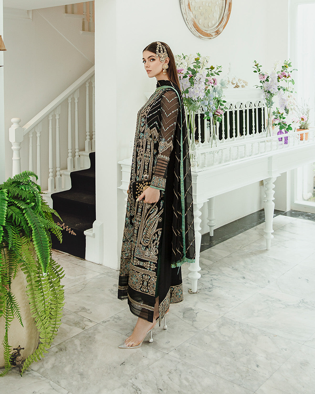 Maryum n Maria | Freesia Ariya Formals | SW23-507 - Black - Iman - Official Maryam N Maria stockist in UK - Sakeena London