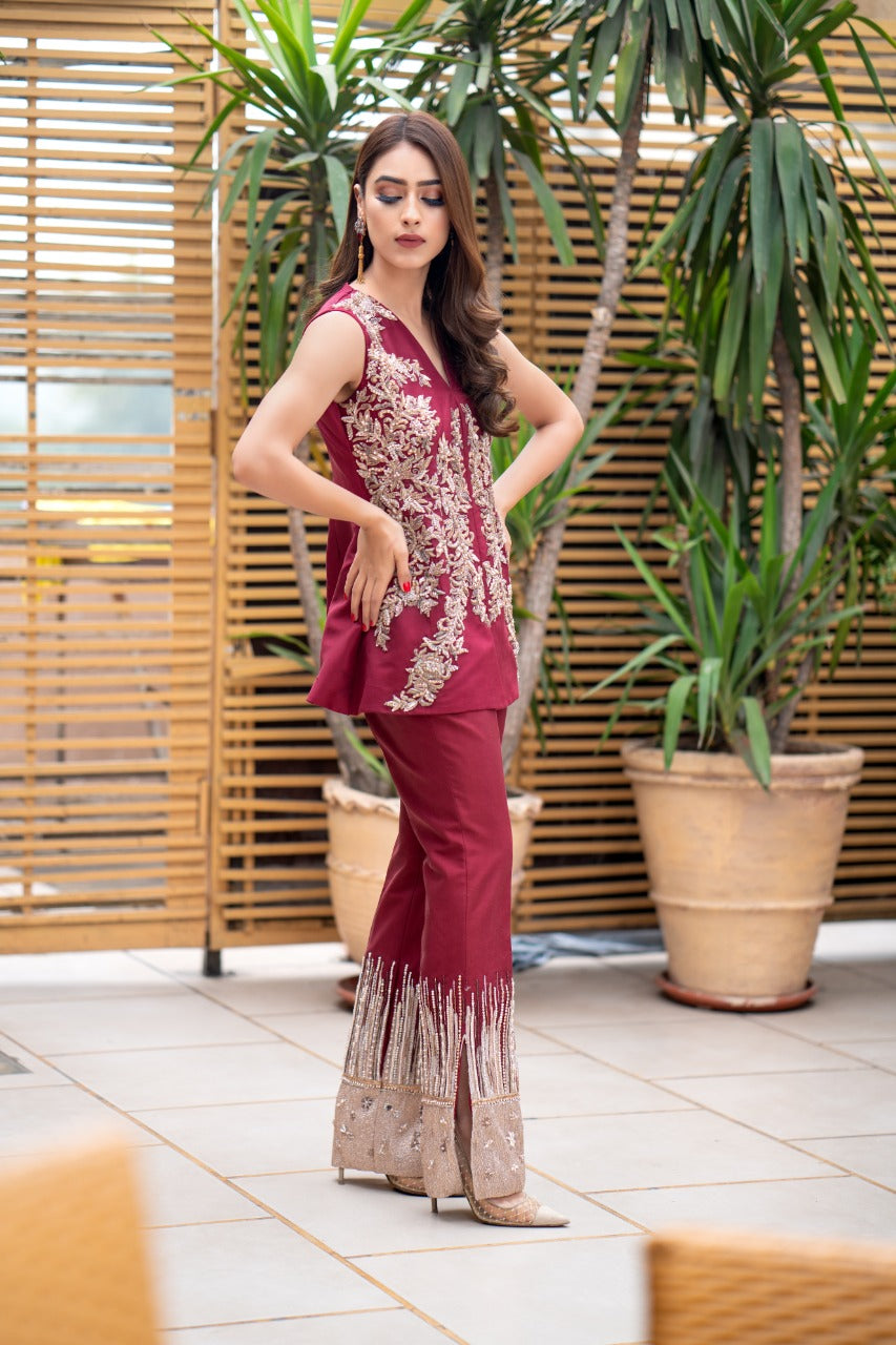 Ayesha and Usman | Grape Wine Luxury Pret | Vermillion - Official Ayesha and Usman stockist in UK - Sakeena London