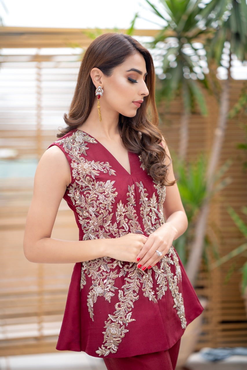 Ayesha and Usman | Grape Wine Luxury Pret | Vermillion - Official Ayesha and Usman stockist in UK - Sakeena London