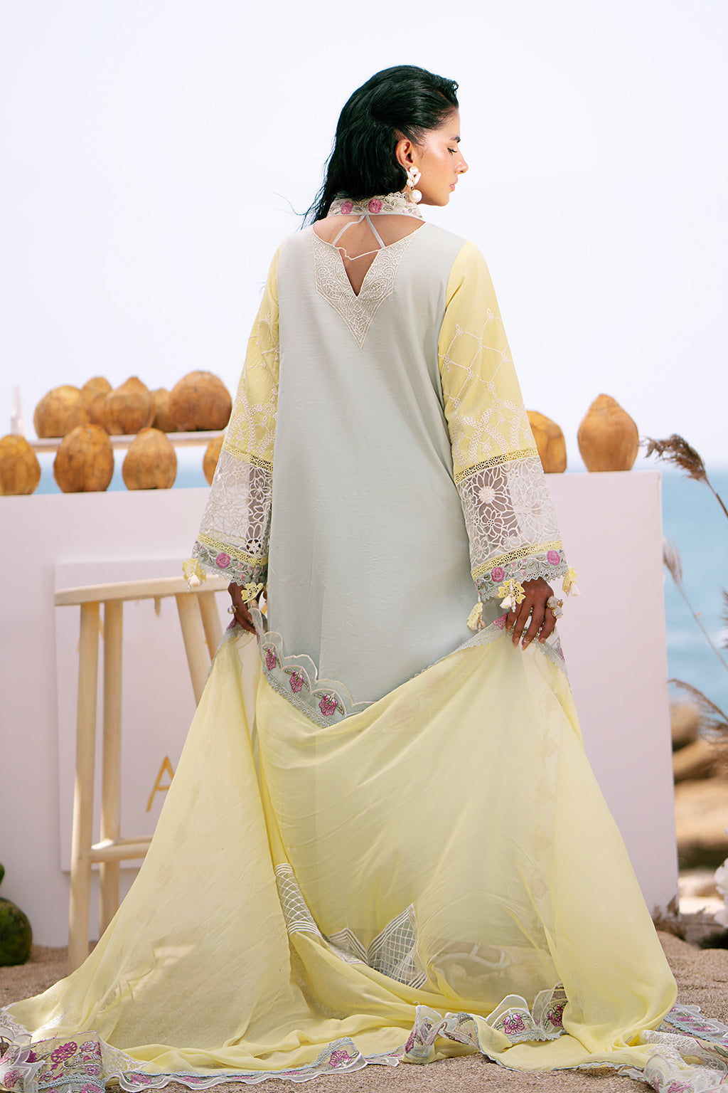 AJR Couture | Dastan Luxury Lawn 25 | Azure - Official AJR Couture stockist in UK - Sakeena London