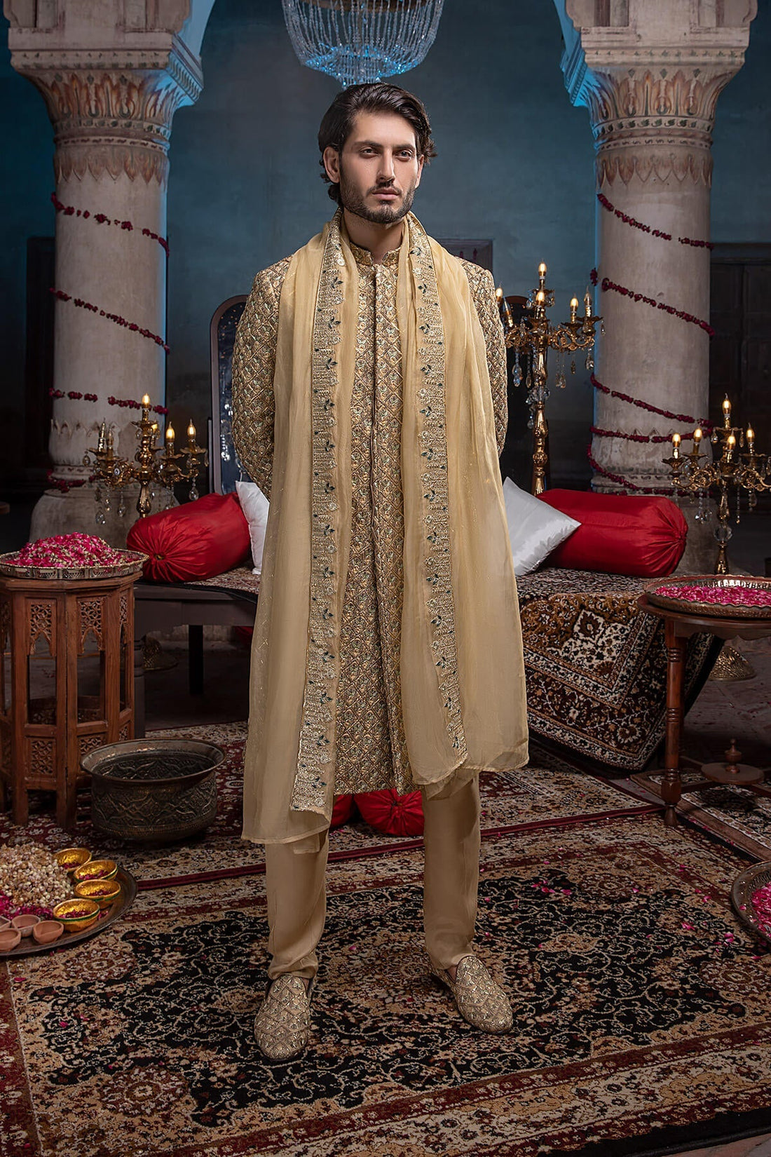 Pakistani Menswear | Mina Kashif | Sherwani D-18 - Official Sakeena London stockist in UK - Sakeena London