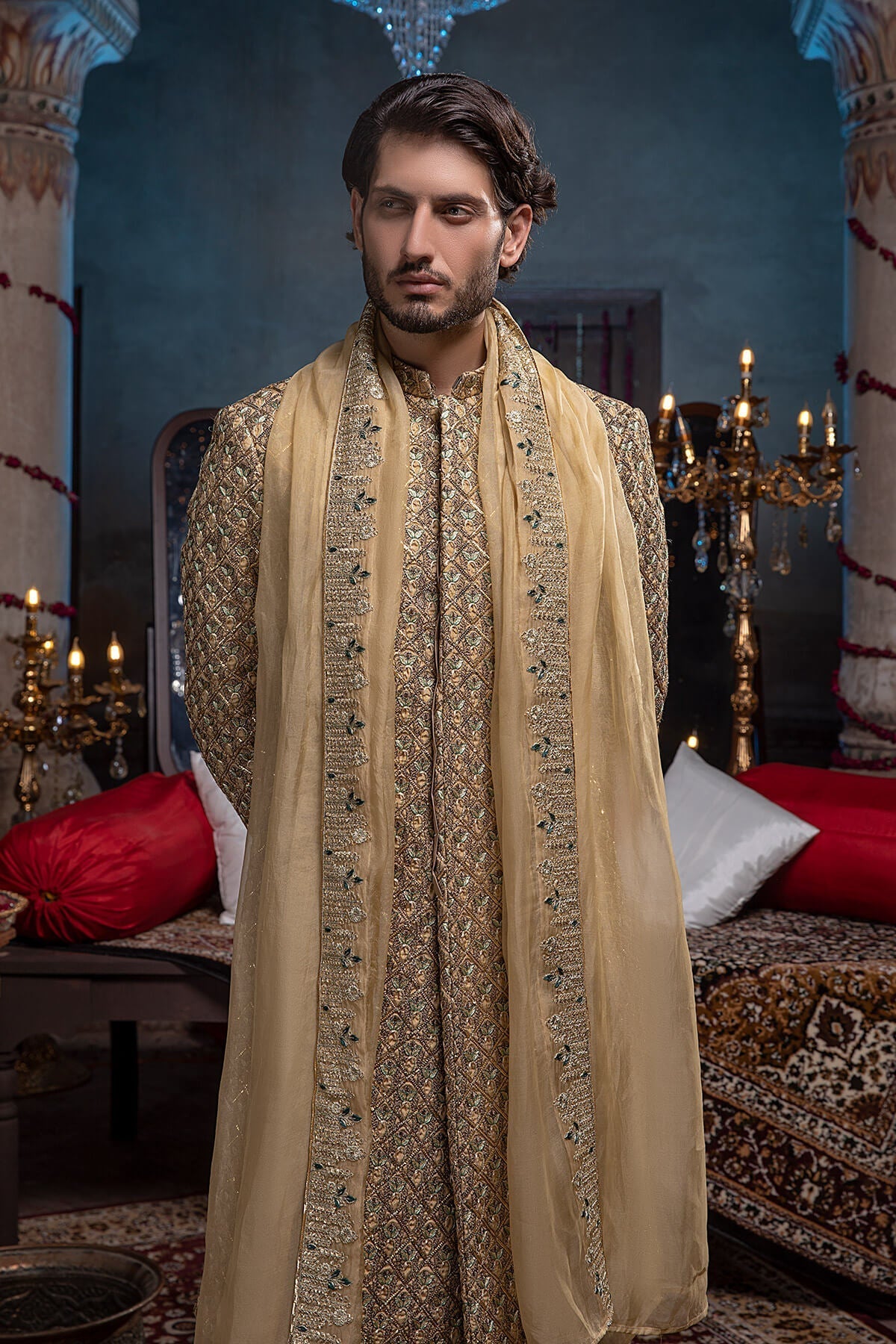 Pakistani Menswear | Mina Kashif | Sherwani D-18 - Official Sakeena London stockist in UK - Sakeena London