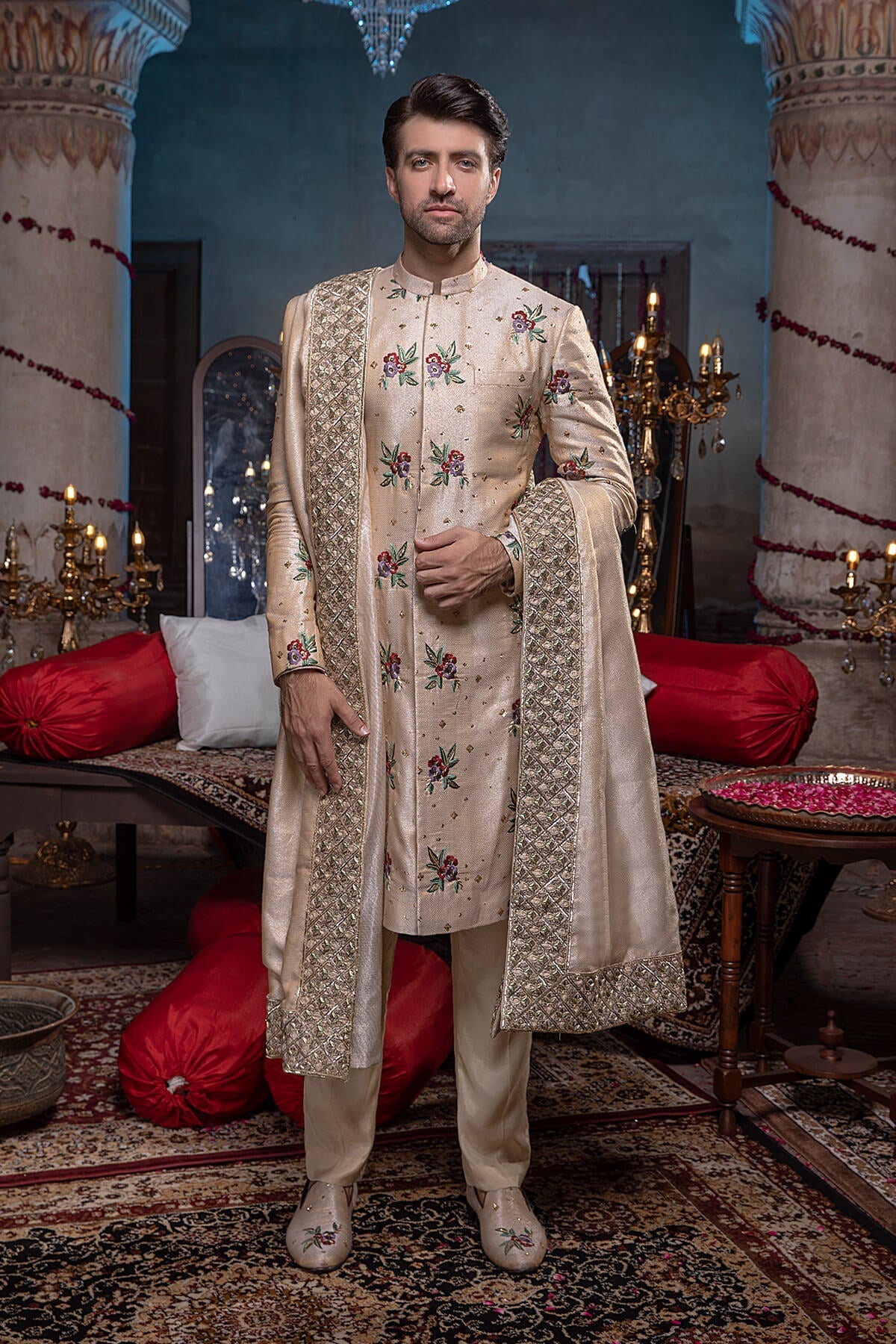 Pakistani Menswear | Mina Kashif | Sherwani D-20 - Official Sakeena London stockist in UK - Sakeena London