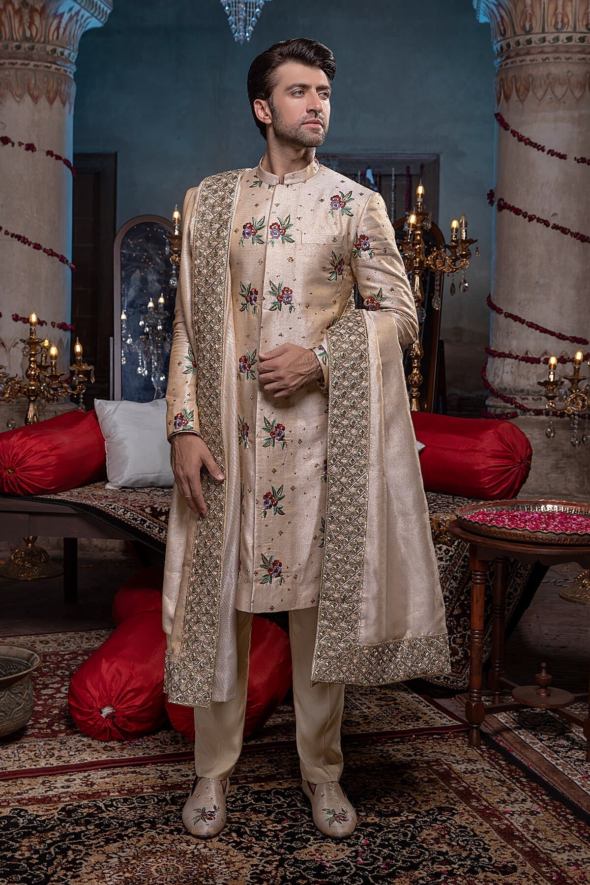 Pakistani Menswear | Mina Kashif | Sherwani D-20 - Official Sakeena London stockist in UK - Sakeena London