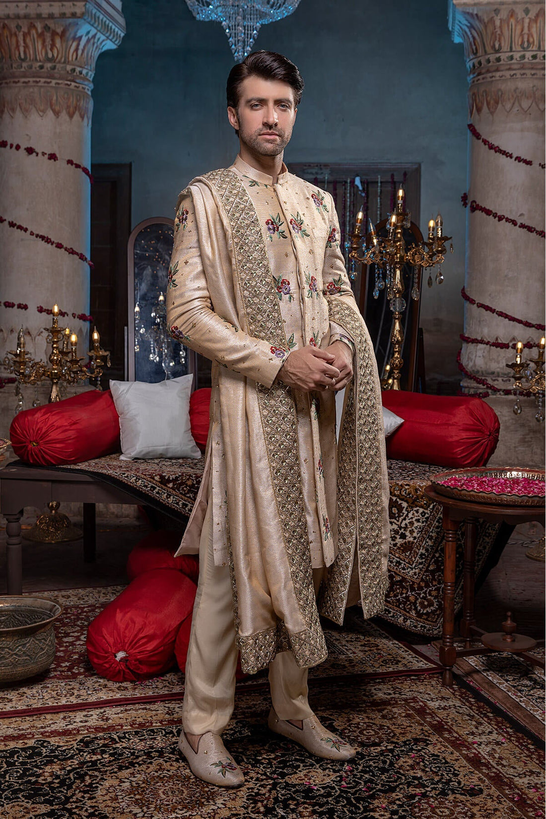 Pakistani Menswear | Mina Kashif | Sherwani D-20 - Official Sakeena London stockist in UK - Sakeena London
