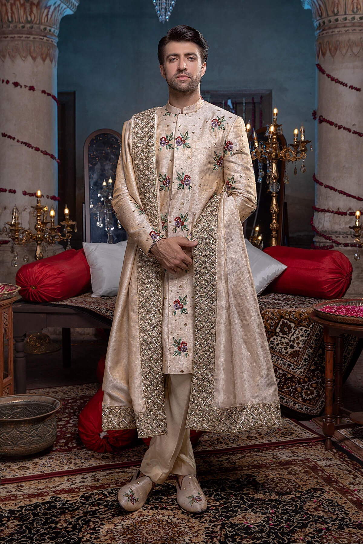 Pakistani Menswear | Mina Kashif | Sherwani D-20 - Official Sakeena London stockist in UK - Sakeena London