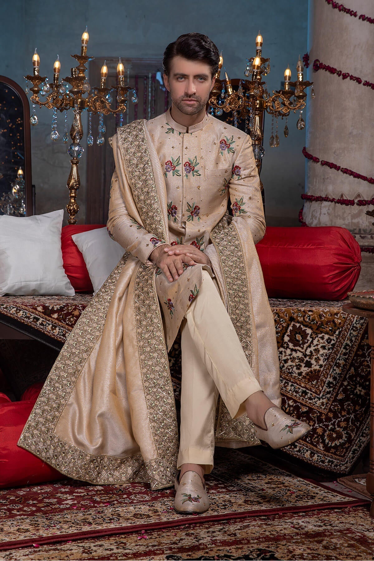 Pakistani Menswear | Mina Kashif | Sherwani D-20 - Official Sakeena London stockist in UK - Sakeena London