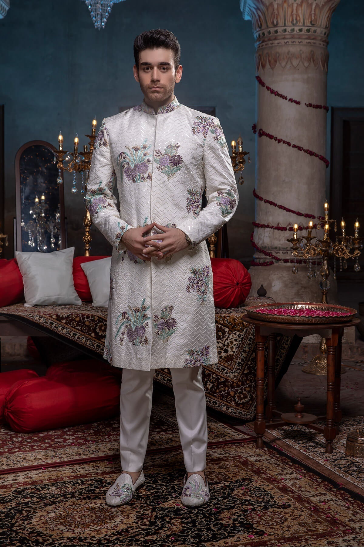 Pakistani Menswear | Mina Kashif | Sherwani D-10 - Official Sakeena London stockist in UK - Sakeena London