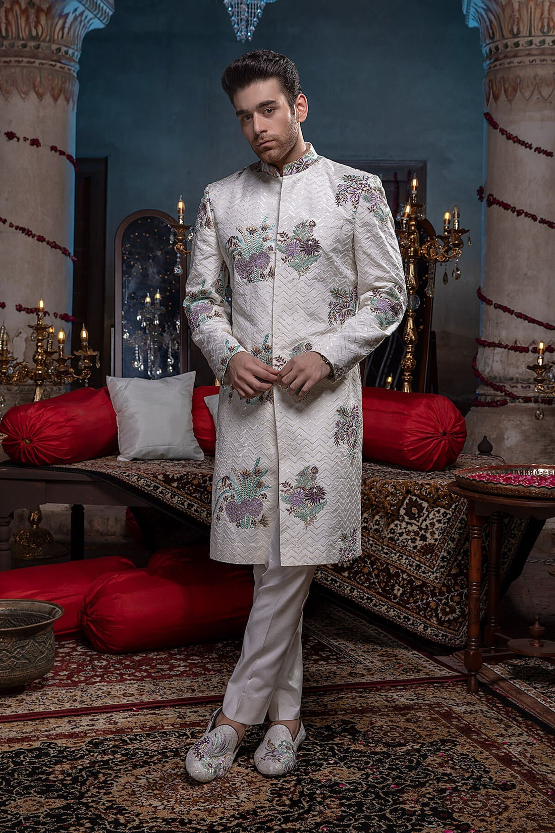 Pakistani Menswear | Mina Kashif | Sherwani D-10 - Official Sakeena London stockist in UK - Sakeena London